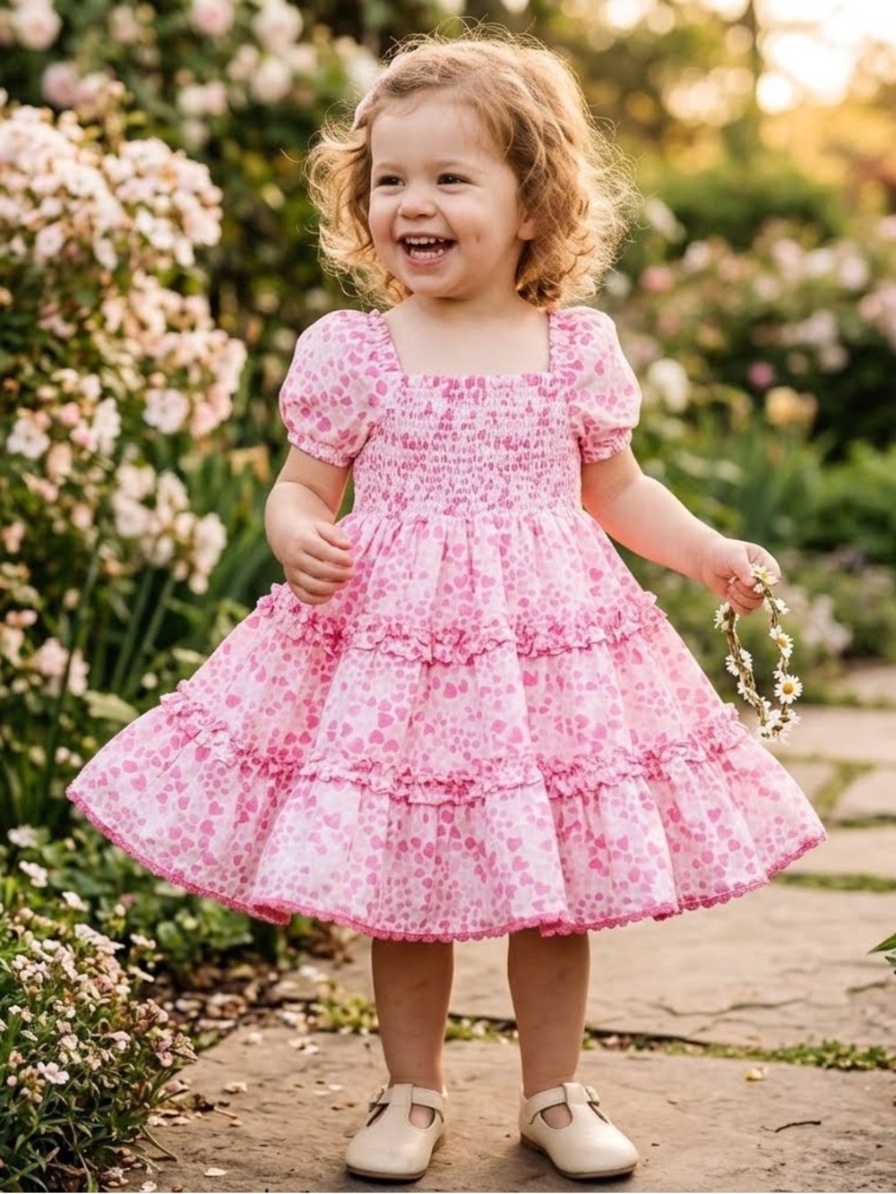 CYNTHIA ROWLEY Pink Heart Patterned Dress- 3T